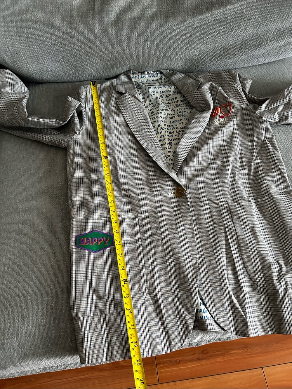 Me369 Freya Checks Hello Blazer Size M Womens Preppy - Picture 16 of 16